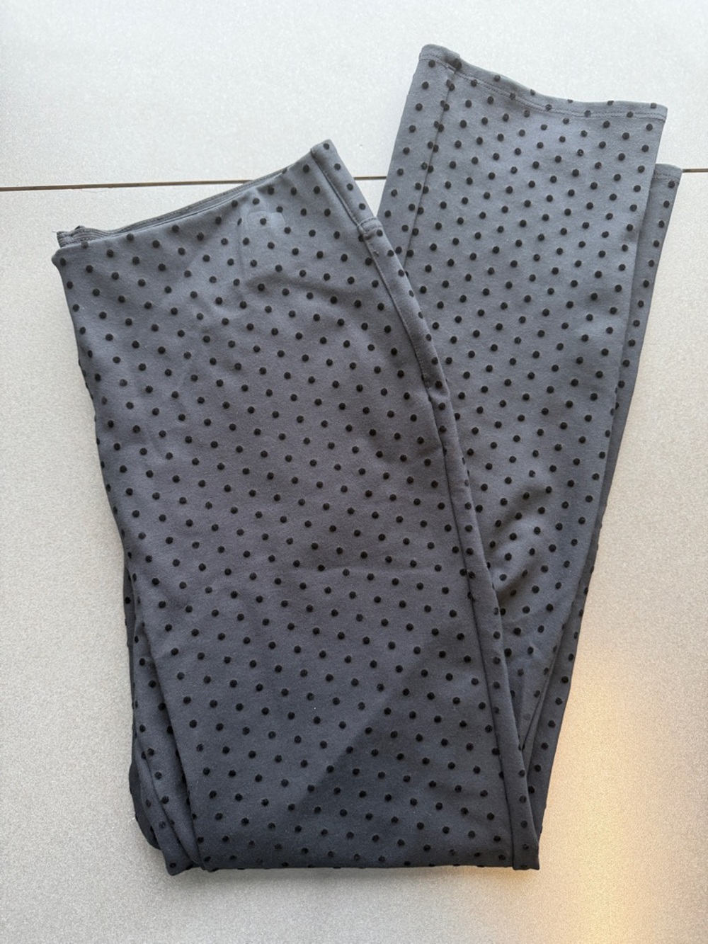 Soft Surroundings Black Polka Dot Velvet Dots pull on stretchy pants/ trousers